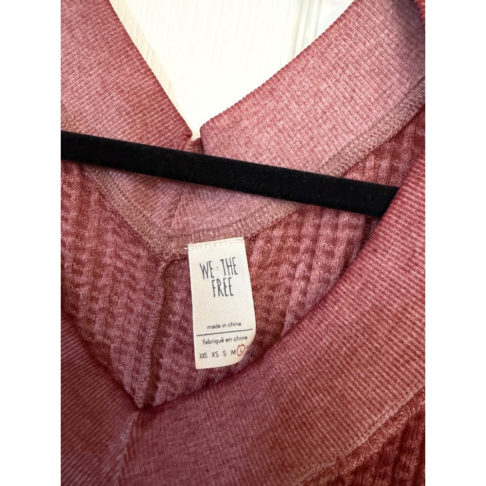 We The Free Thermal Oversized Distressed Grunge Loungewear Top Women's L Brown - Picture 3 of 7